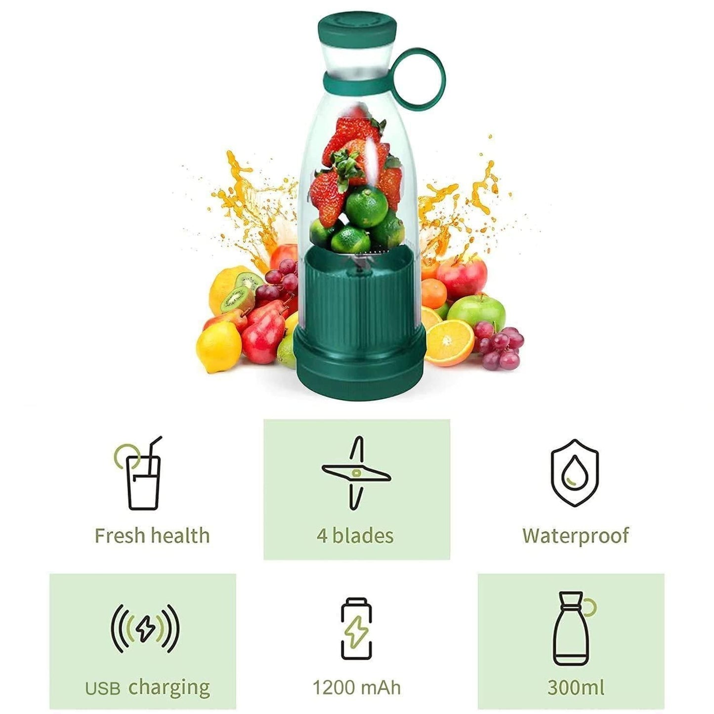 Electric Portable Mini Juicer Bottle – USB Rechargeable Smoothie Blender for Home & Travel