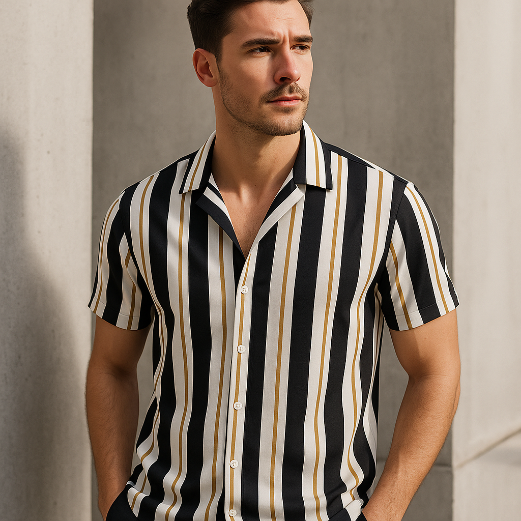 Men Regular, Super Slim Fit Striped Cut Away Collar Casual Shirt