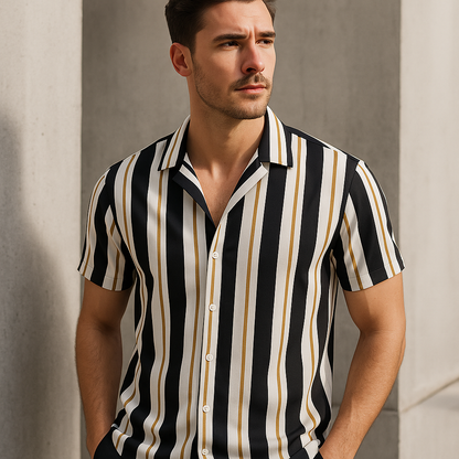 Men Regular, Super Slim Fit Striped Cut Away Collar Casual Shirt