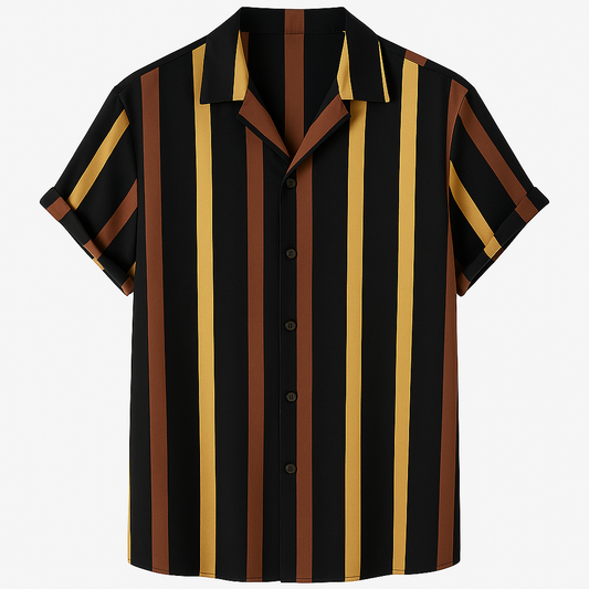 Men Regular Fit Striped Spread Collar Casual Shirt