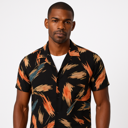 Men Regular Fit Printed Spread Collar Casual Shirt